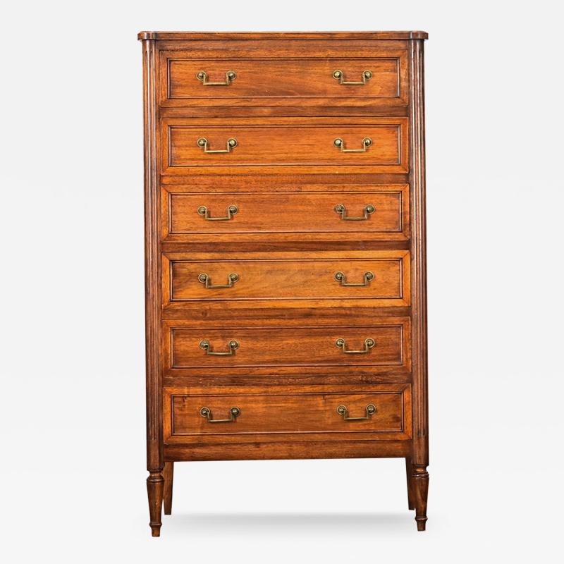French 19th Century Walnut Tall Chest of Drawers