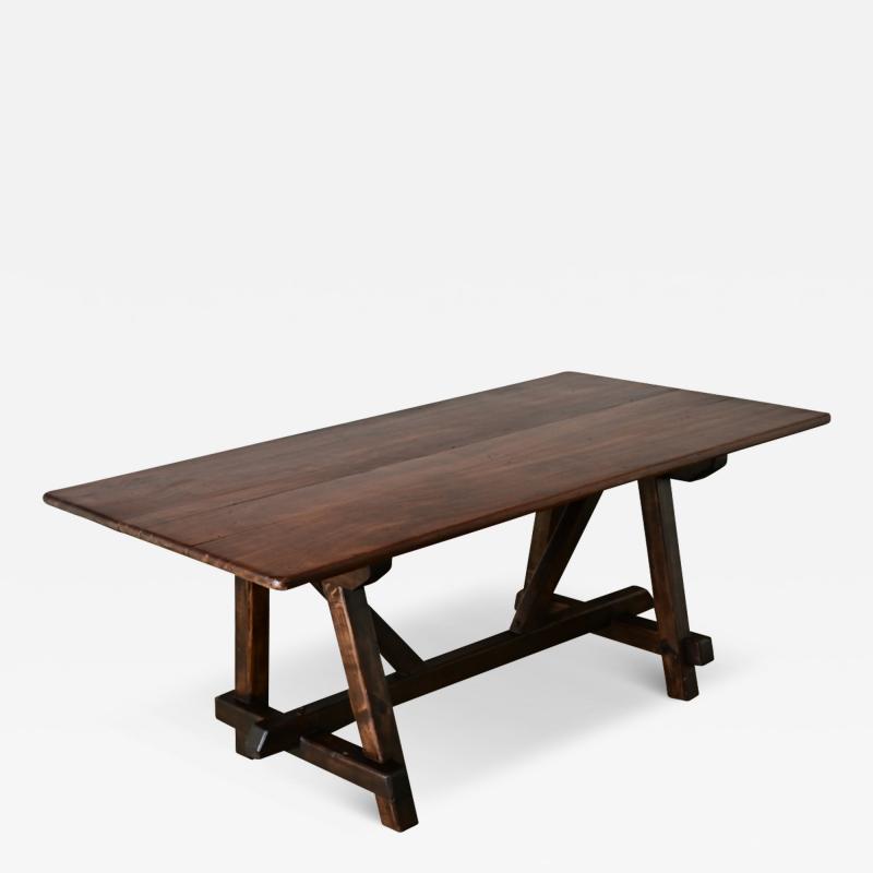 French 19th Century Walnut Trestle Table