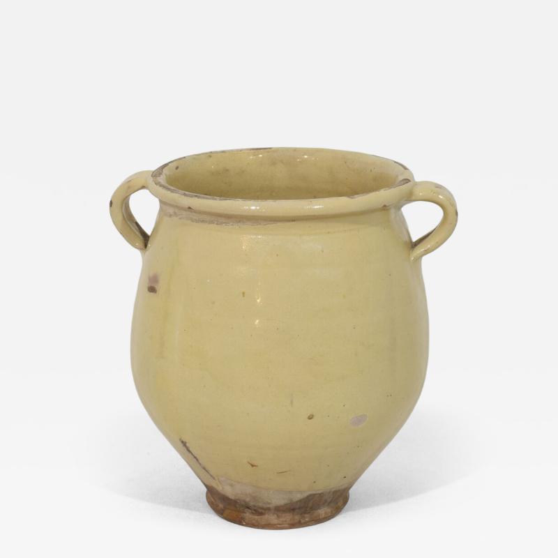 French 19th Century Yellow Cream Glazed Ceramic Storage Jar pot