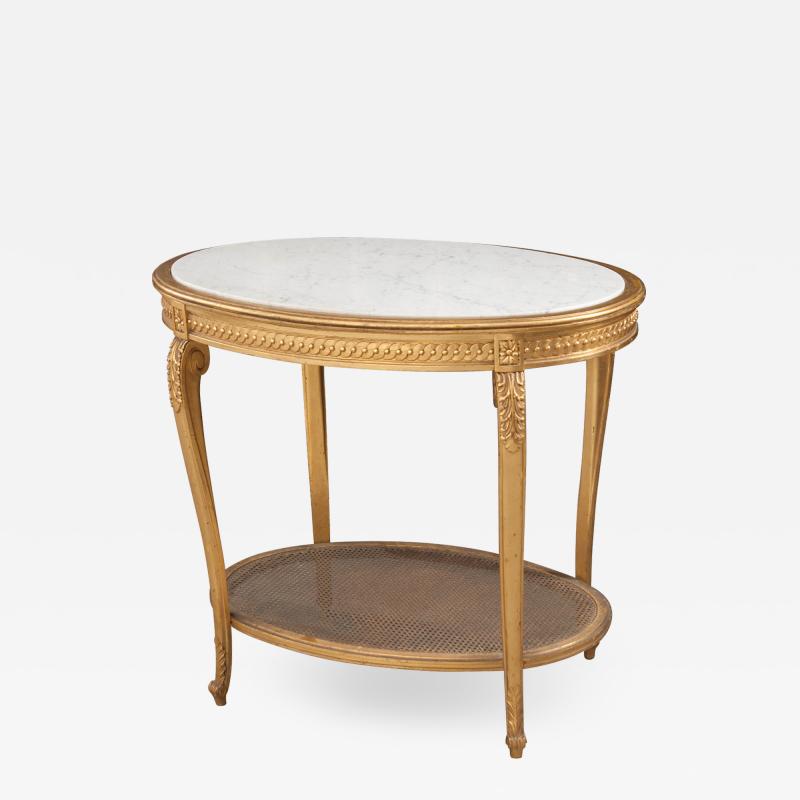 French 19th Louis XVI Style Oval Giltwood Occasional Table