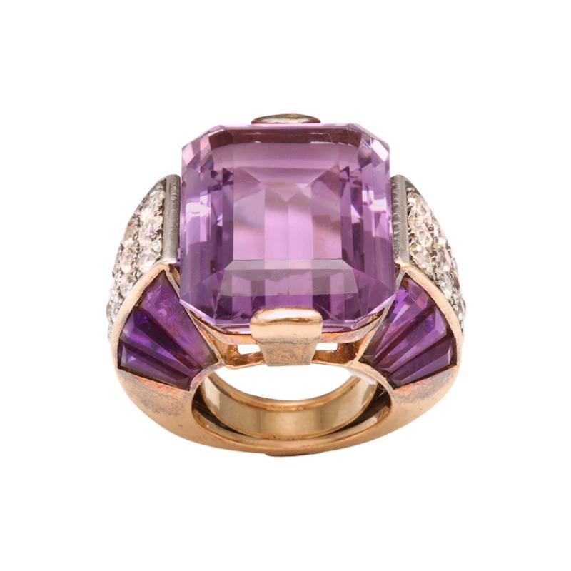 French Amethyst Diamond Ring