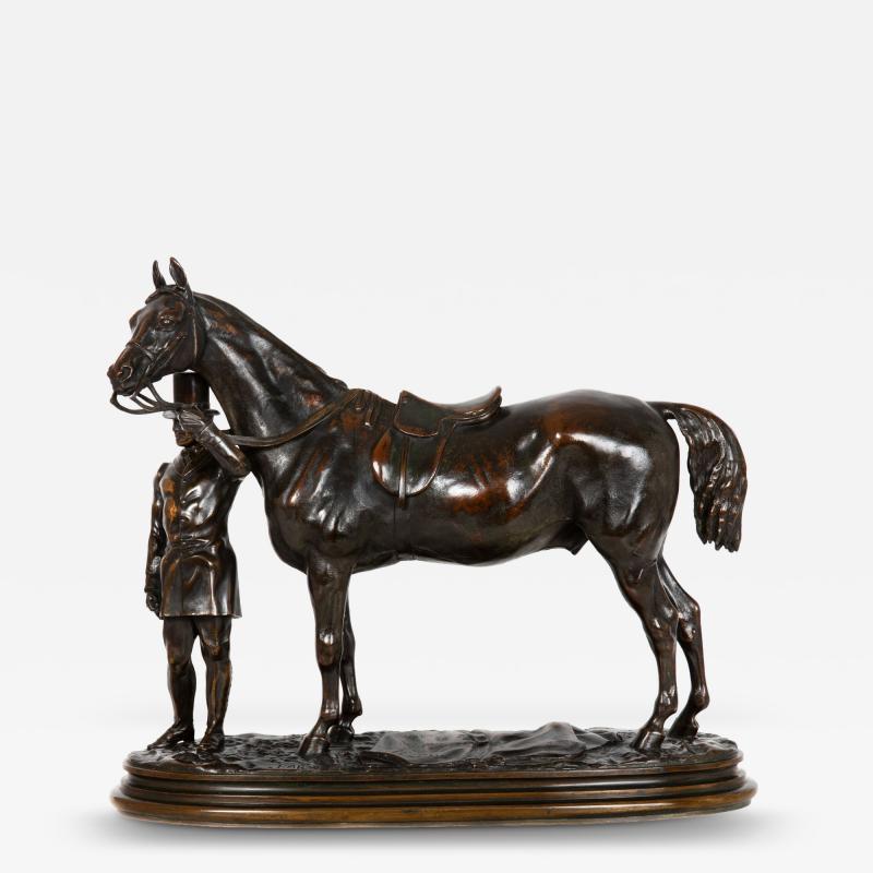 French Antique Bronze Sculpture Race Horse Walter Scott by Alfred Barye