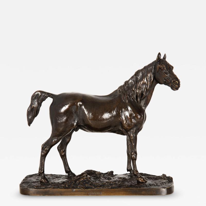French Antique Bronze Sculpture of Ibrahim Arabian Stallion by Pierre J Mene