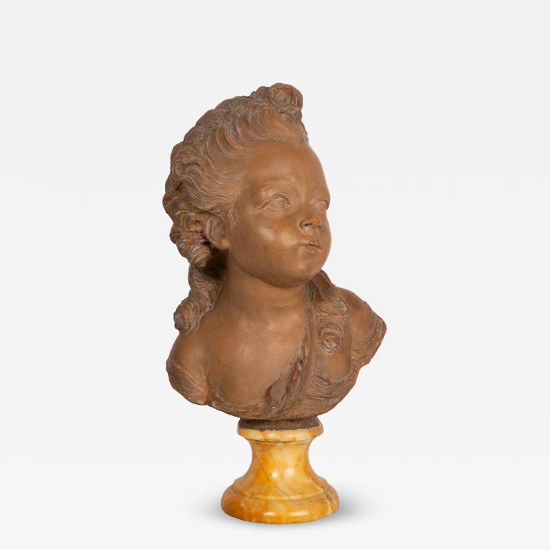 French Antique Terracotta Sculpture Bust of Comtesse D Artois by Fernand Cian