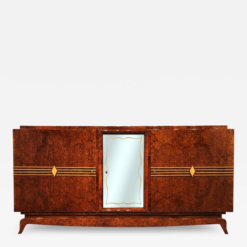 French Art Deco Amboyna Sideboard 1940s