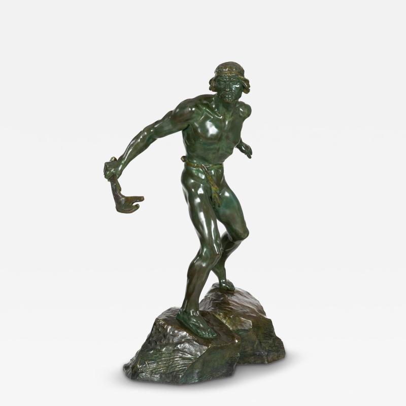 French Art Deco Bronze Sculpture of a Warrior by Ernest Diosi circa 1940