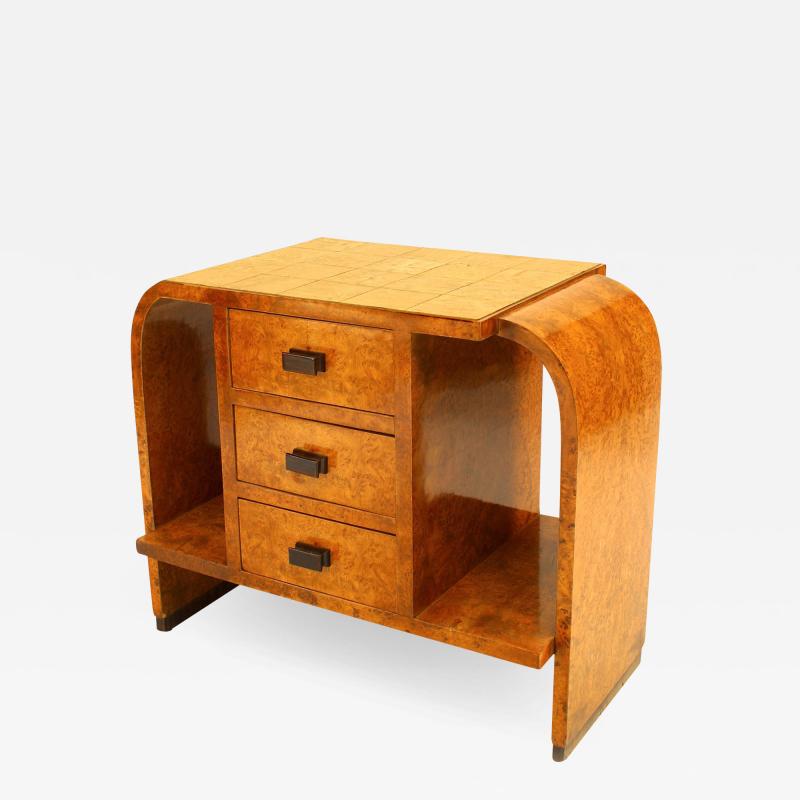 French Art Deco Burl Maple End Table