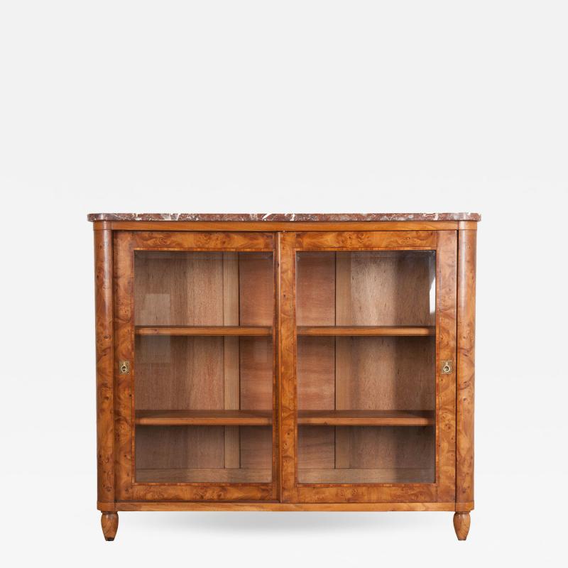French Art Deco Burl Walnut Console Cabinet
