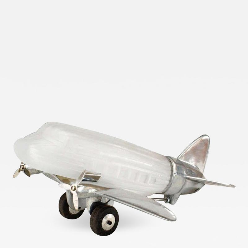 French Art Deco Chrome and Glass Airplane Lamp