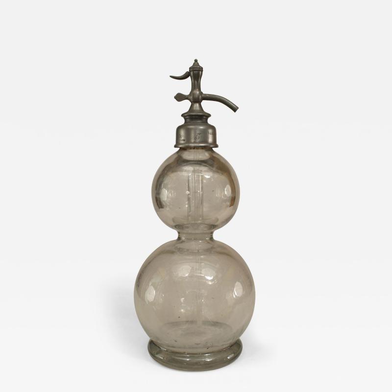 French Art Deco Clear Glass Syphon Bottle