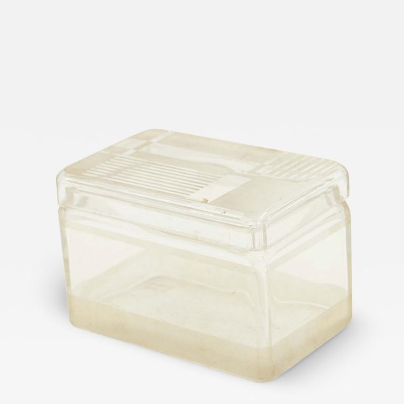 French Art Deco Frosted Geometric Design Lidded Glass Box