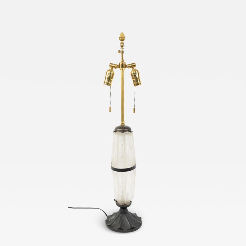 French Art Deco Frosted Glass Table Lamp