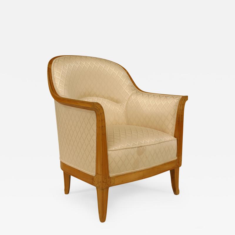 French Art Deco Fruitwood Bergere Armchair 