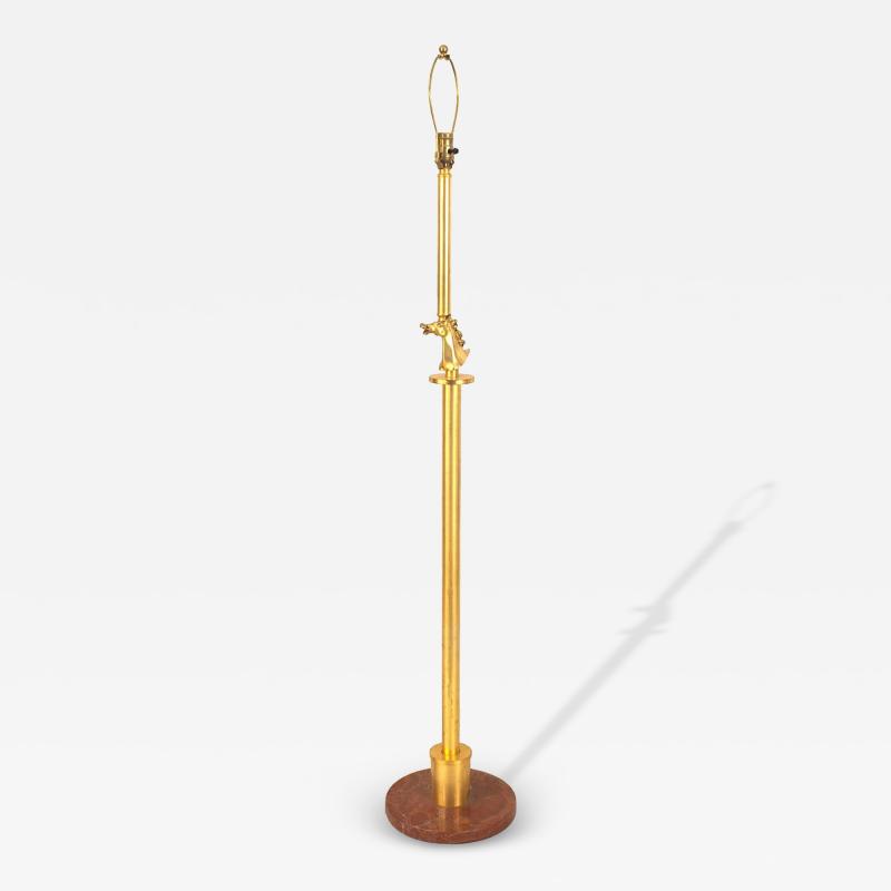 French Art Deco Gilt Bronze Horse Head Floor Lamp
