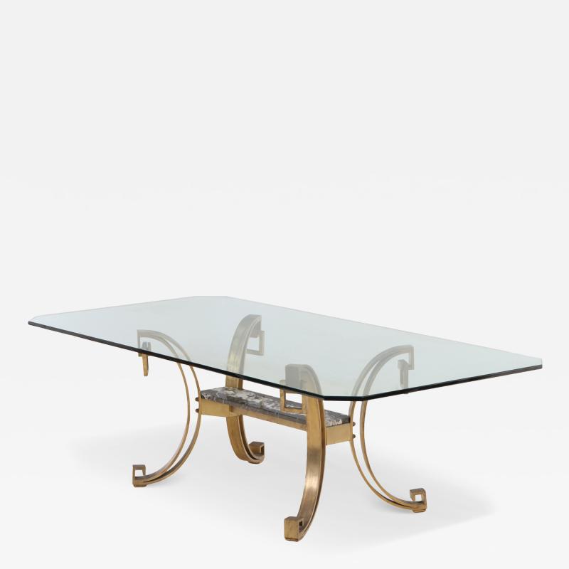 French Art Deco Gilt Bronze and Glass Table C 1940 