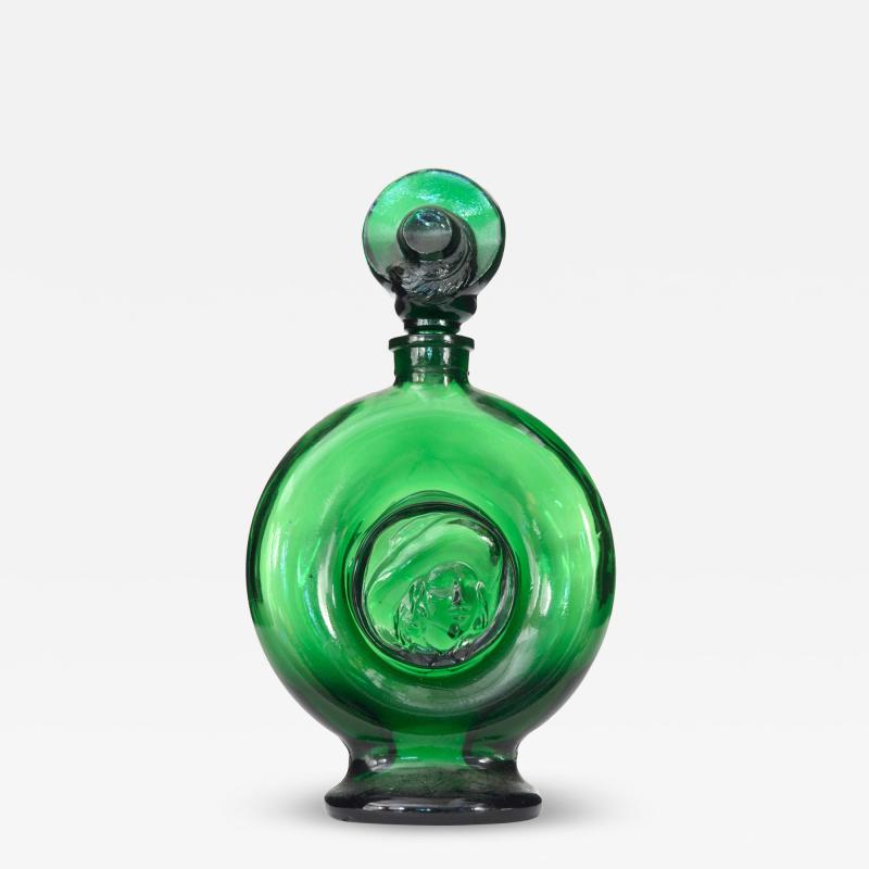 French Art Deco Green Glass Perfume Bottle