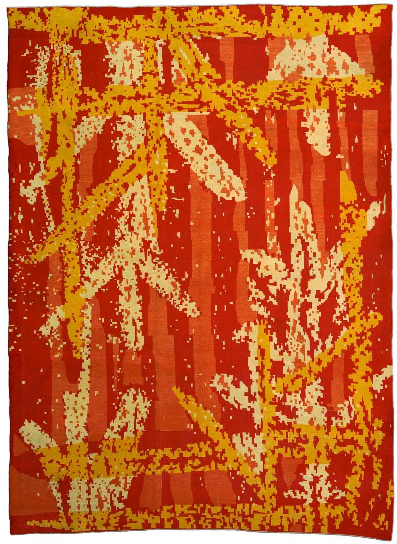 French Art Deco Handmade Wool Rug