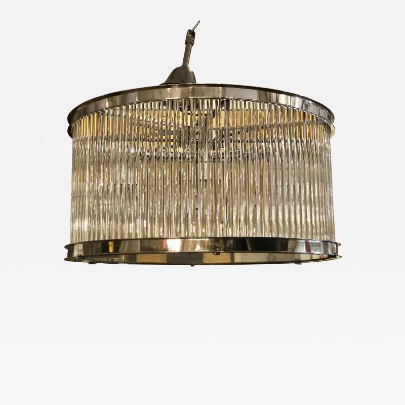 French Art Deco Machine Age Glass Rod Light Fixture Chandelier