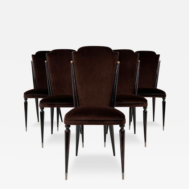 French Art Deco Modernist Dining Chairs A Set of 6 1950s