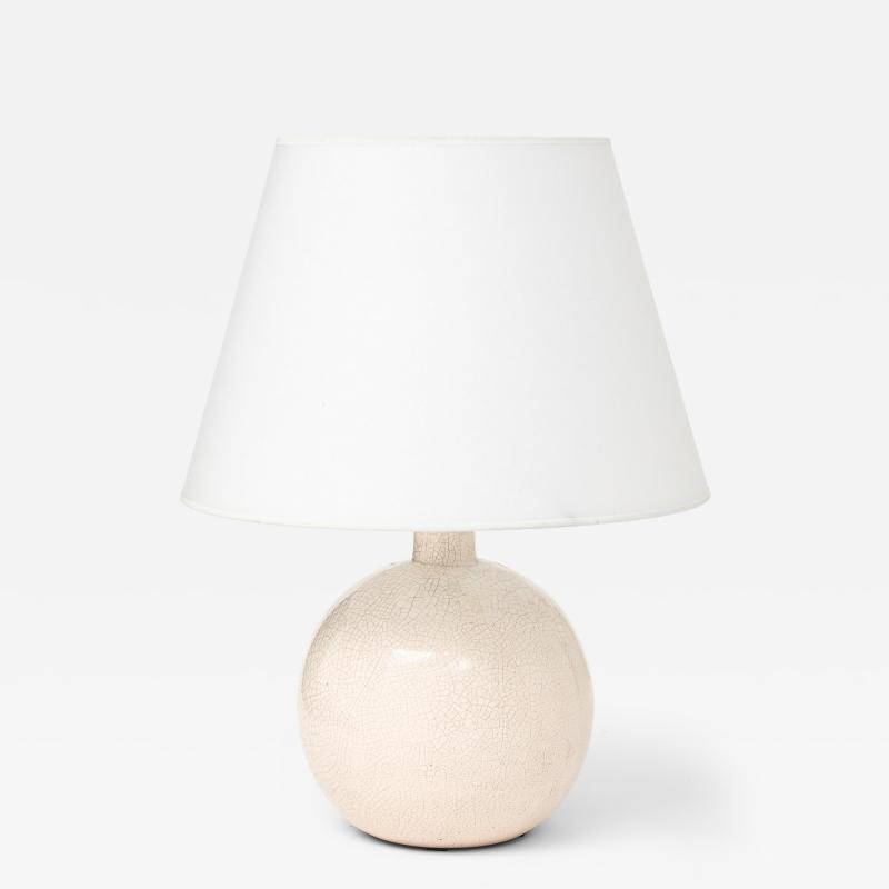 French Art Deco Off White Crackle Lamp France c 1930