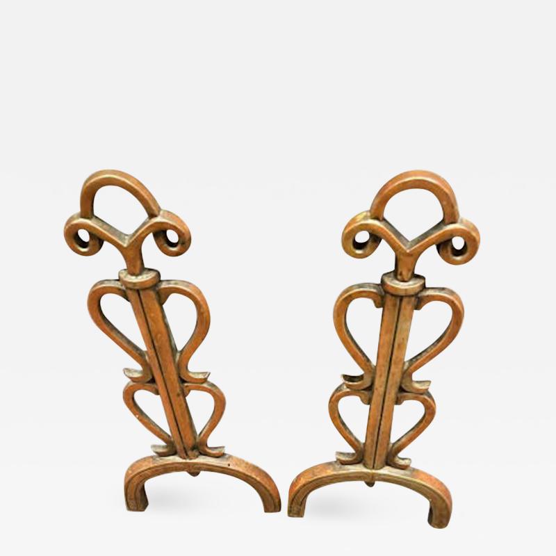 French Art Deco Original Andirons