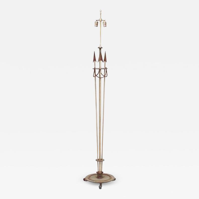 French Art Deco Painted Iron Arrow Floor Lamp