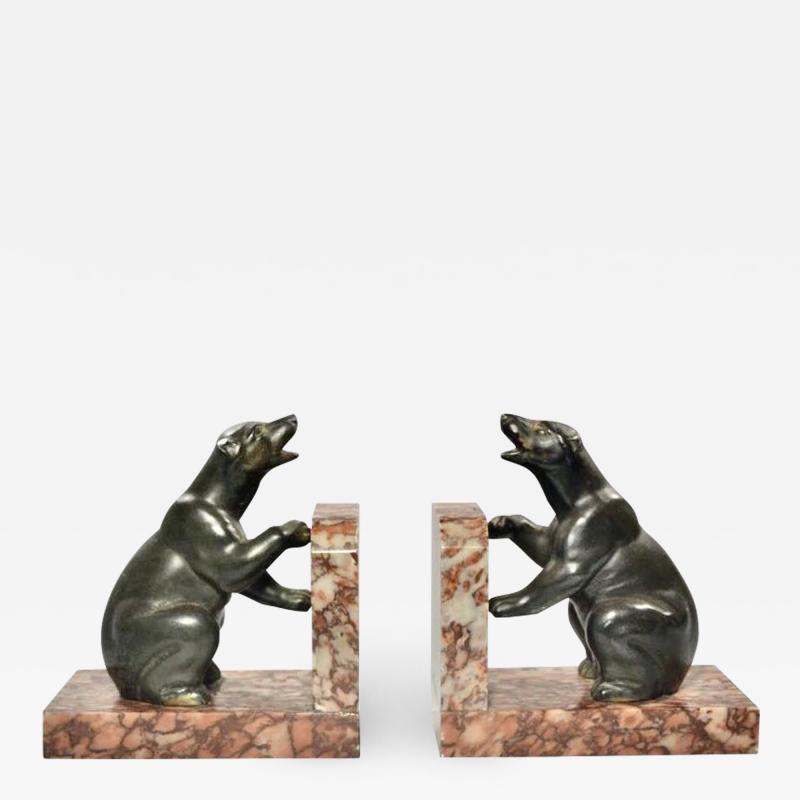 French Art Deco Polar Bear Bookends