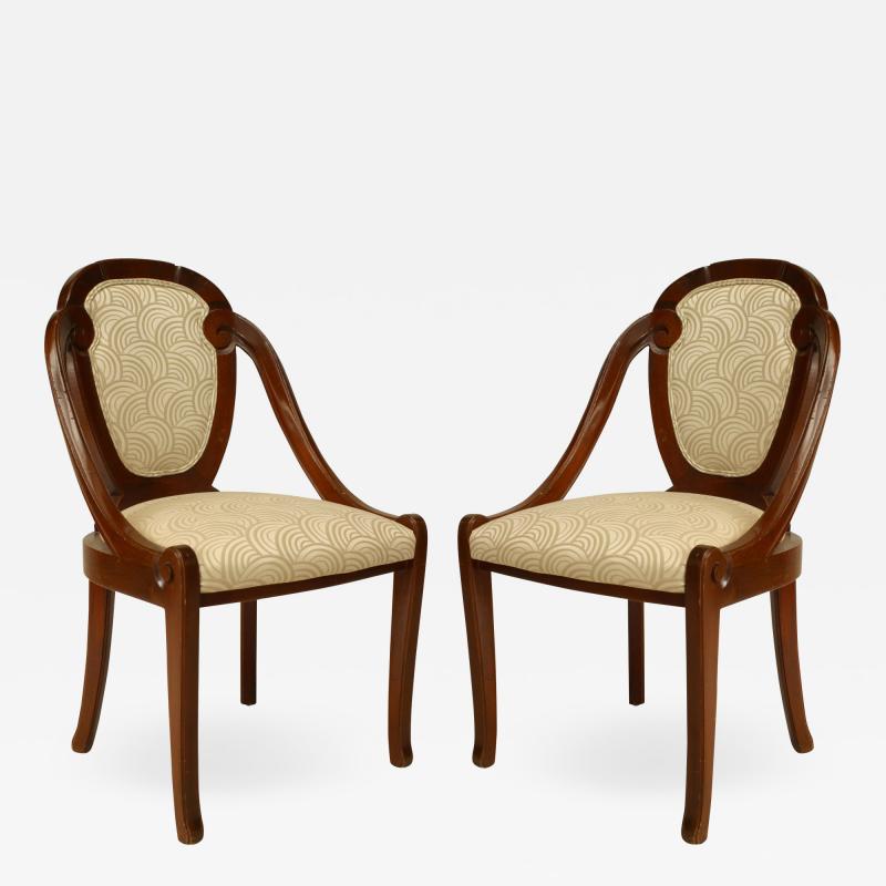 French Art Deco Scroll Back Side Chairs