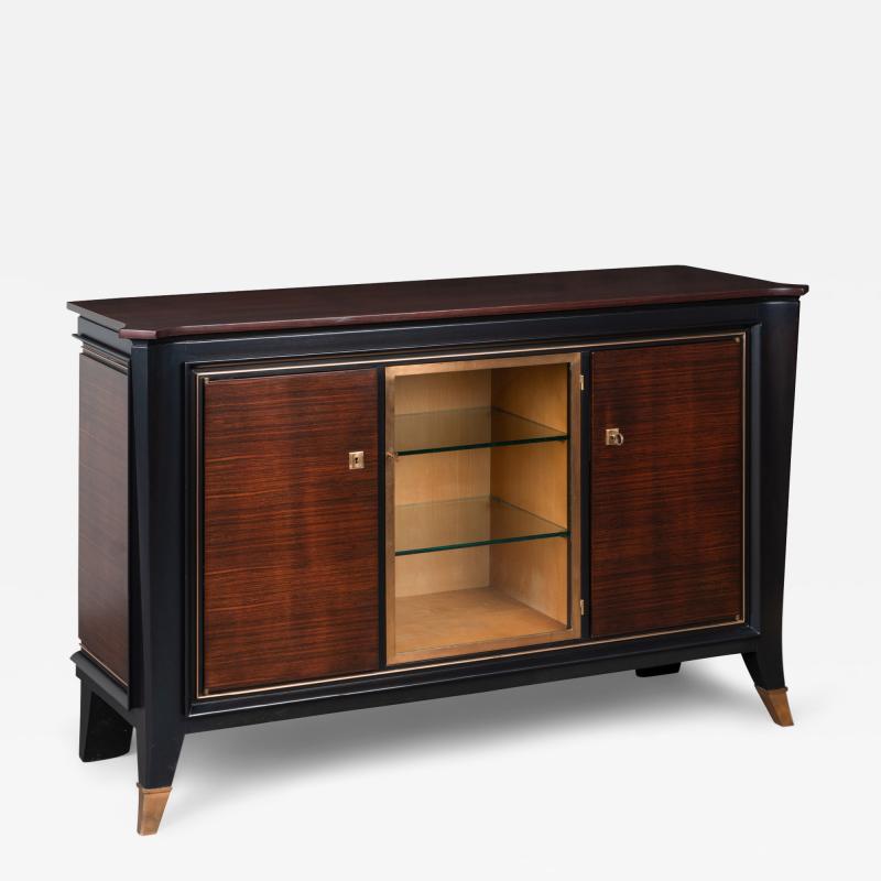 French Art Deco Sideboard in Macassar Ebony Brass