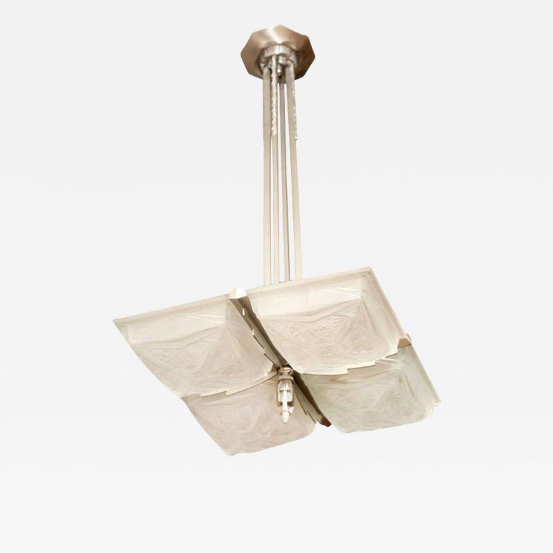 French Art Deco Square Shaped Chandelier