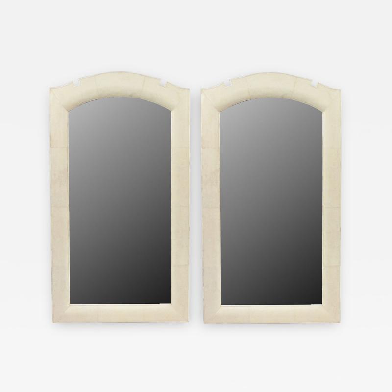French Art Deco Style Beige Shagreen Wall Mirrors