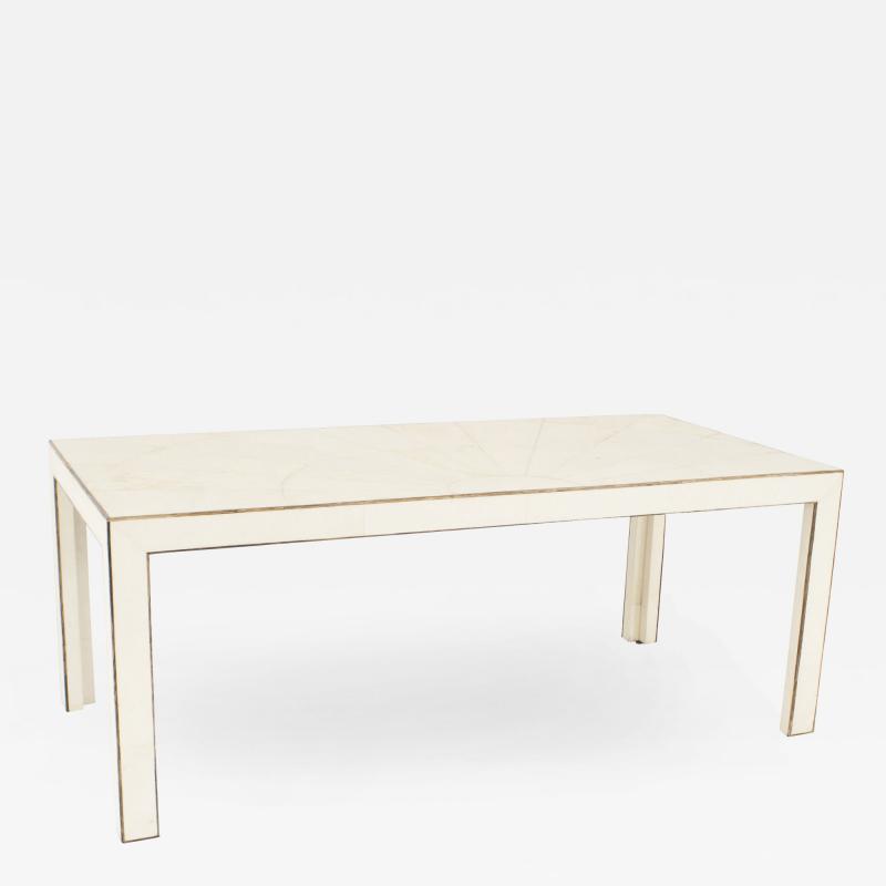 French Art Deco Style Beige Shagreen and Palm Wood Coffee Table