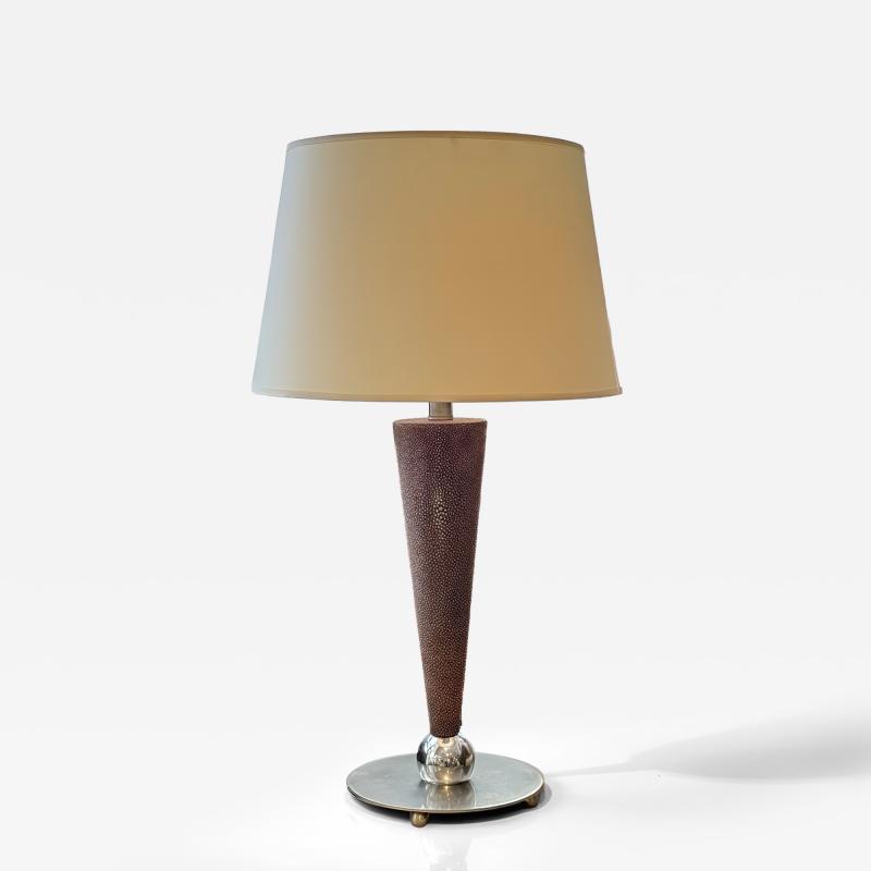 French Art Deco Style Shagreen and Nickel Table Lamp