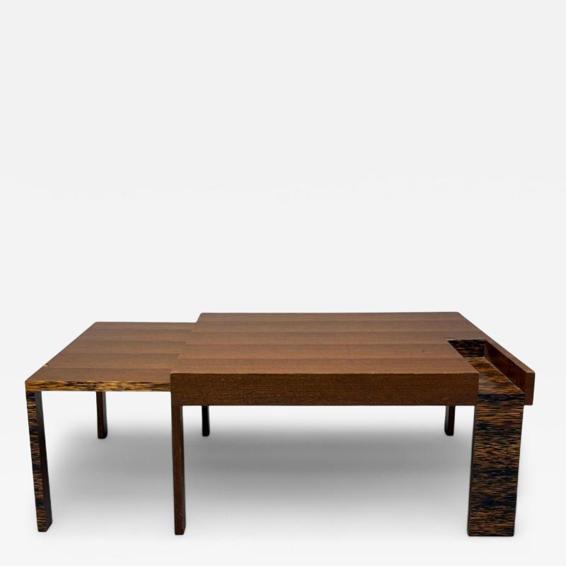 French Art Deco Wood Palm Veneer Expandable Coffee Table France 1960s