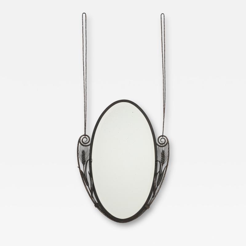 French Art Deco Wrought Iron Wall Mirror circa 1930