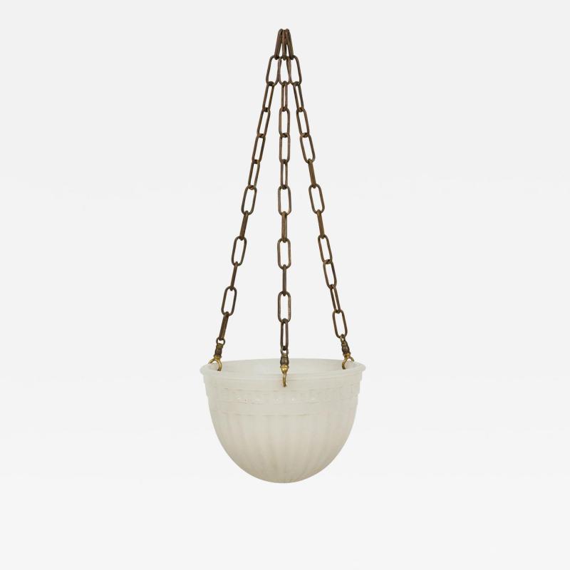 French Art Deco white alabaster bowl shaped lantern