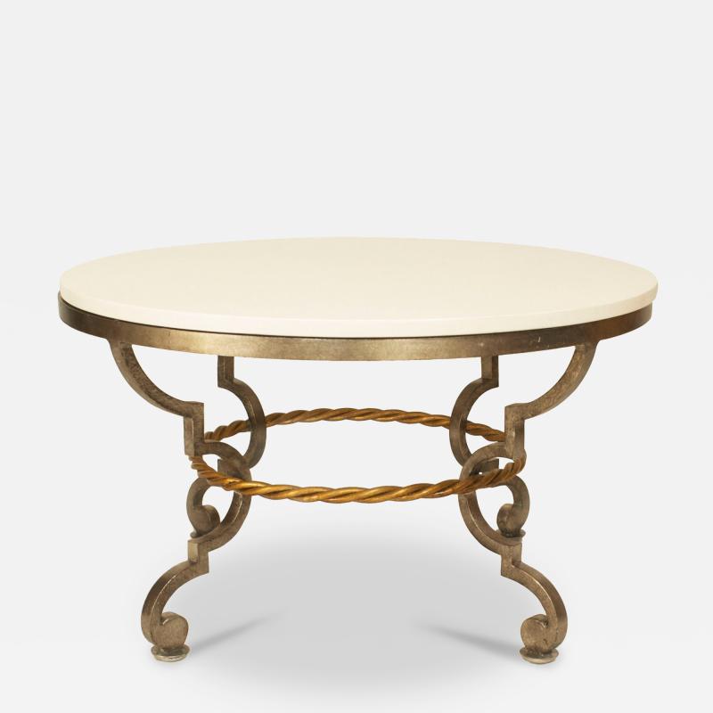 French Art Moderne Style Bronze and Limestone Coffee Table