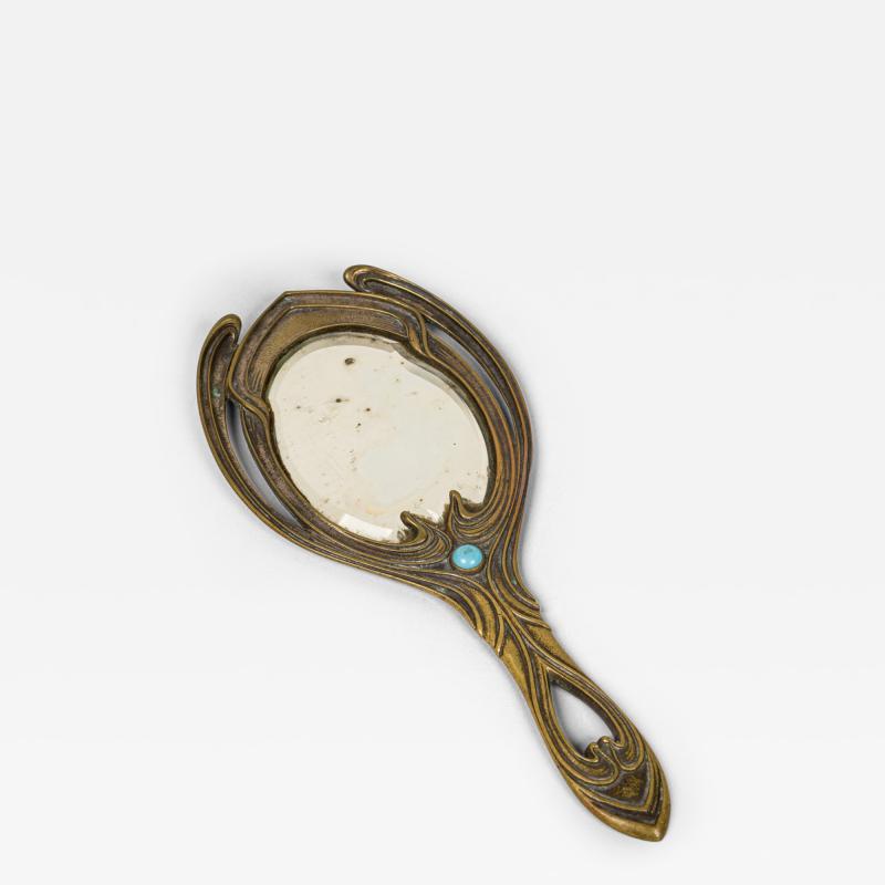 French Art Nouveau Bronze Hand Mirror