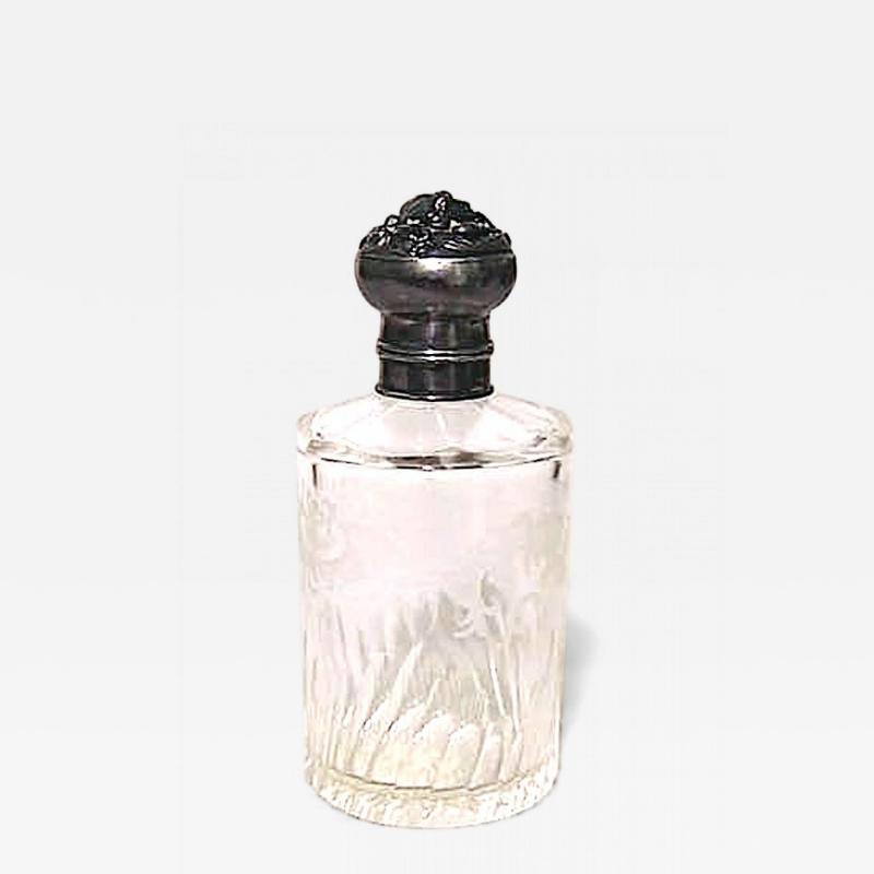 French Art Nouveau Etched Crystal Perfume Bottle
