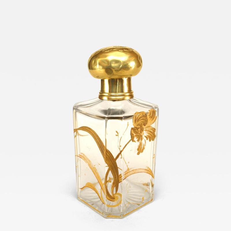 French Art Nouveau Gilt Crystal Perfume Bottle