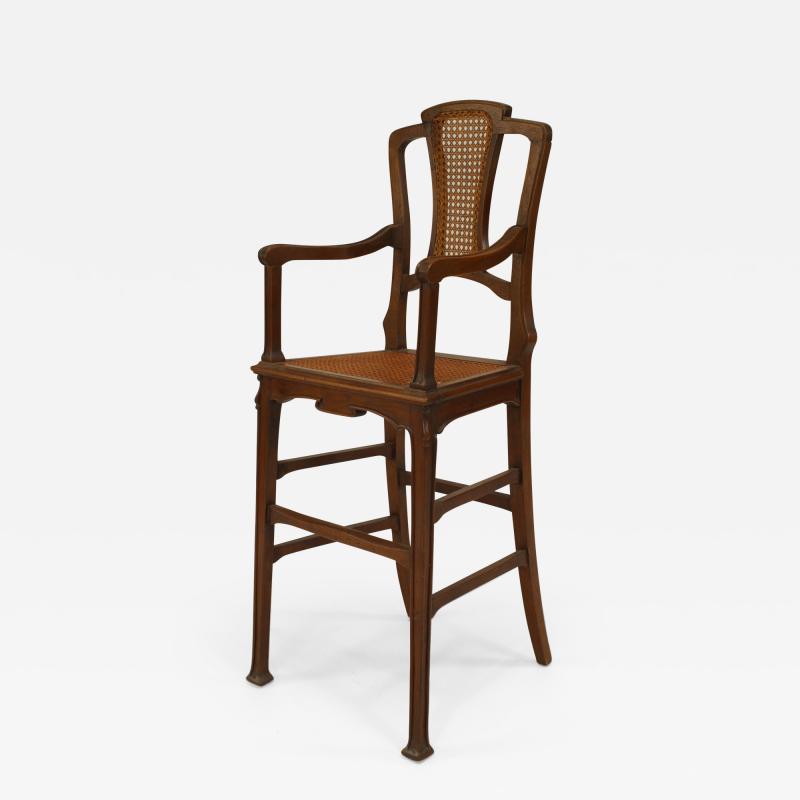 French Art Nouveau Walnut Childs High Chair