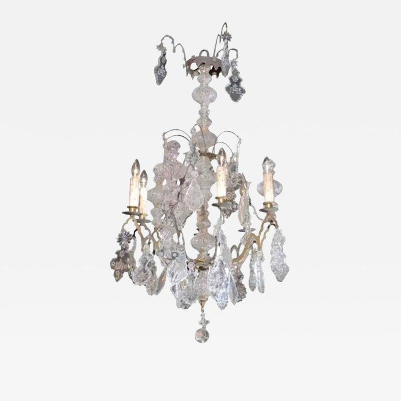 French Baroque Revival Six Light Crystal Chandelier from a Church circa 1860