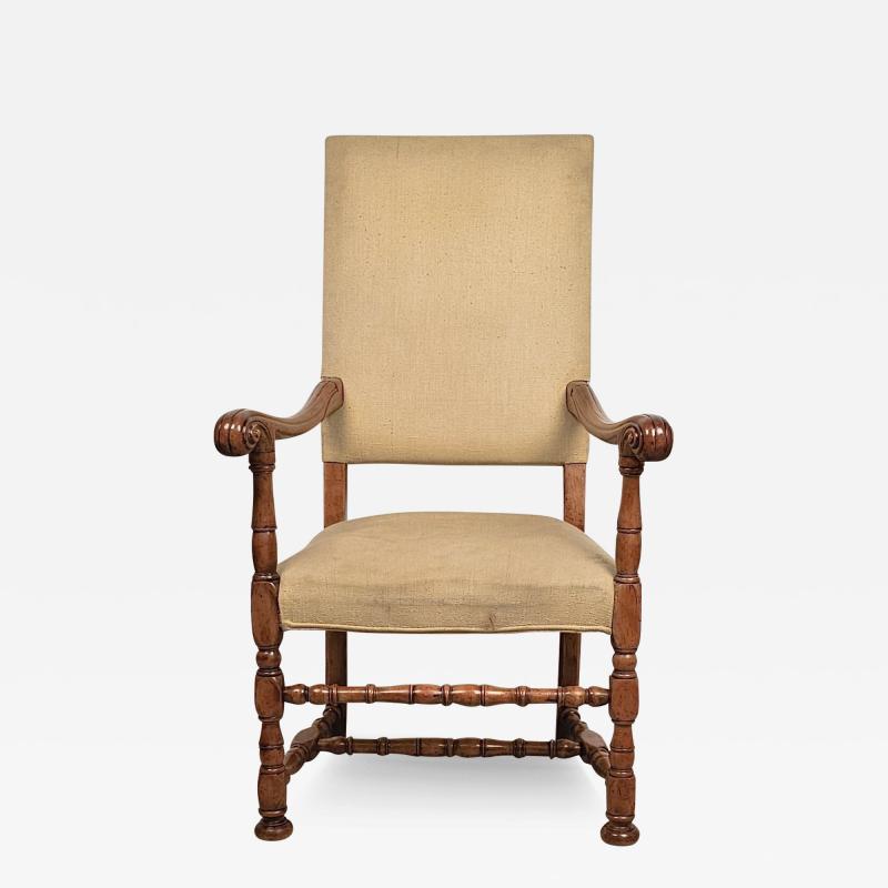 French Baroque Walnut Armchair circa 1700