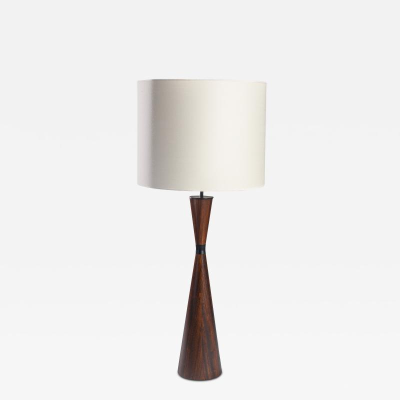 French Bilboquet Table Lamp in Wood and Brass 1970s