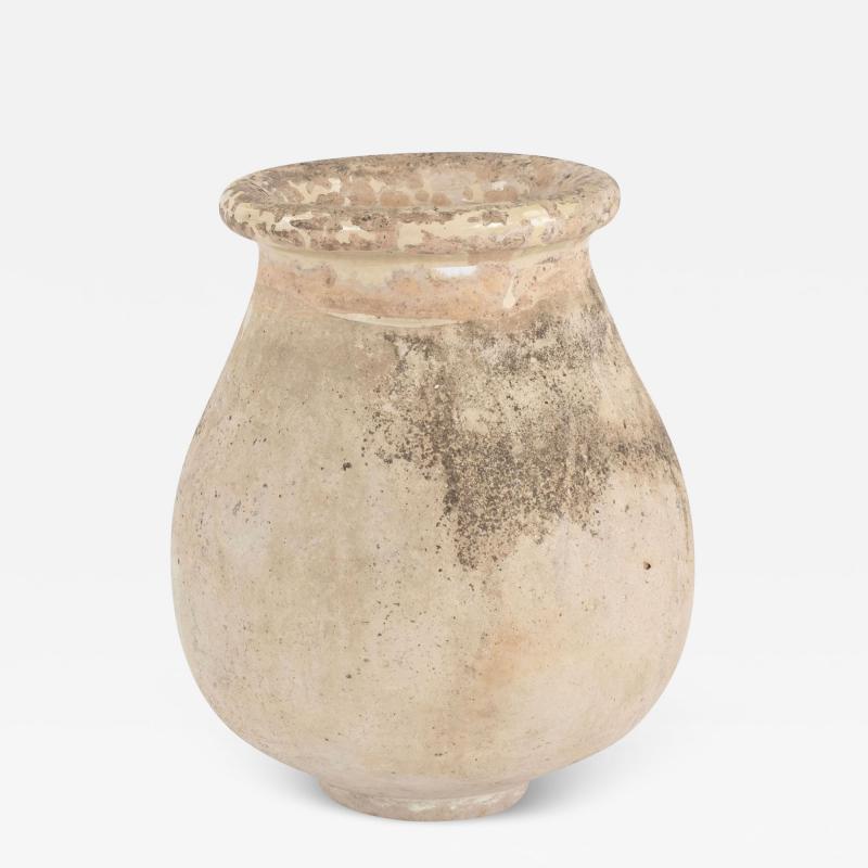 French Biot Jar with Yellow Glazed Rim
