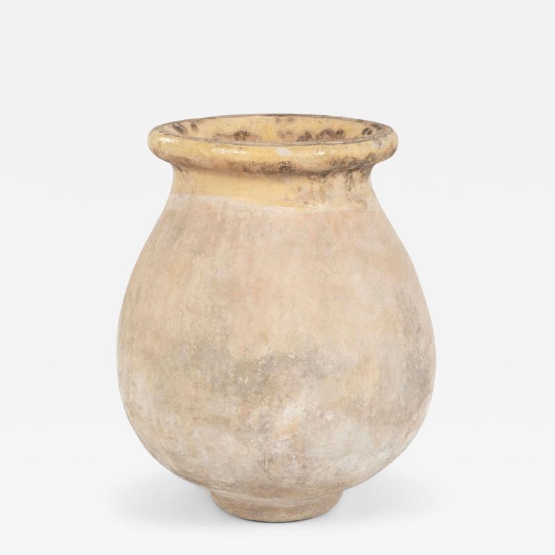 French Biot Jar with Yellow Glazed Rim