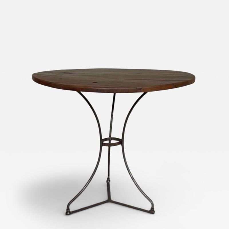 French Bistro Table with Original Wood Top 19th Century