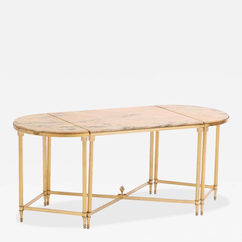 French Brass Plated Onyx Coffee Table in manner of Maison Jansen C 1960 