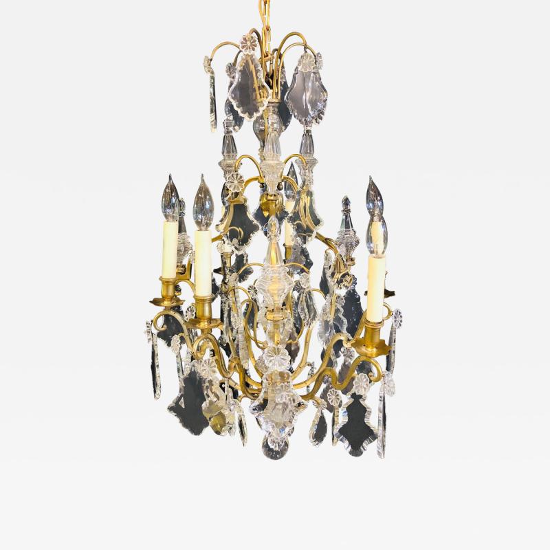 French Bronze and Crystal Gilt Chandelier Louis XVI Style