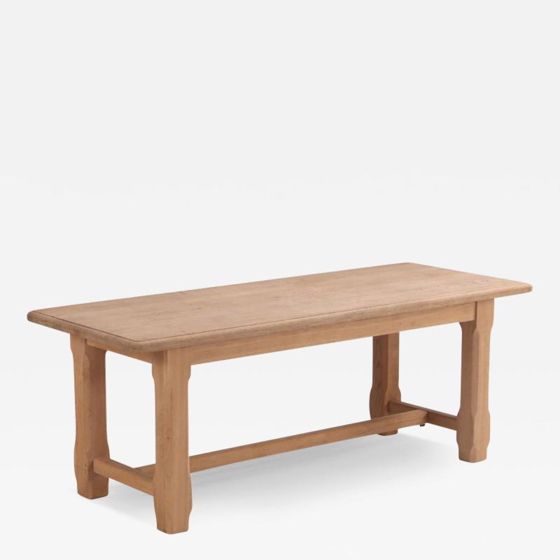 French Brutalist style solid oak dining table C 1960 
